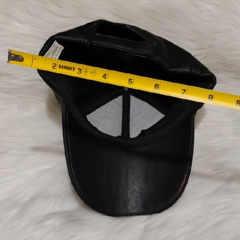 John Deere Black Faux Leather Hat with Orange Embroidery - Picture 6 of 12